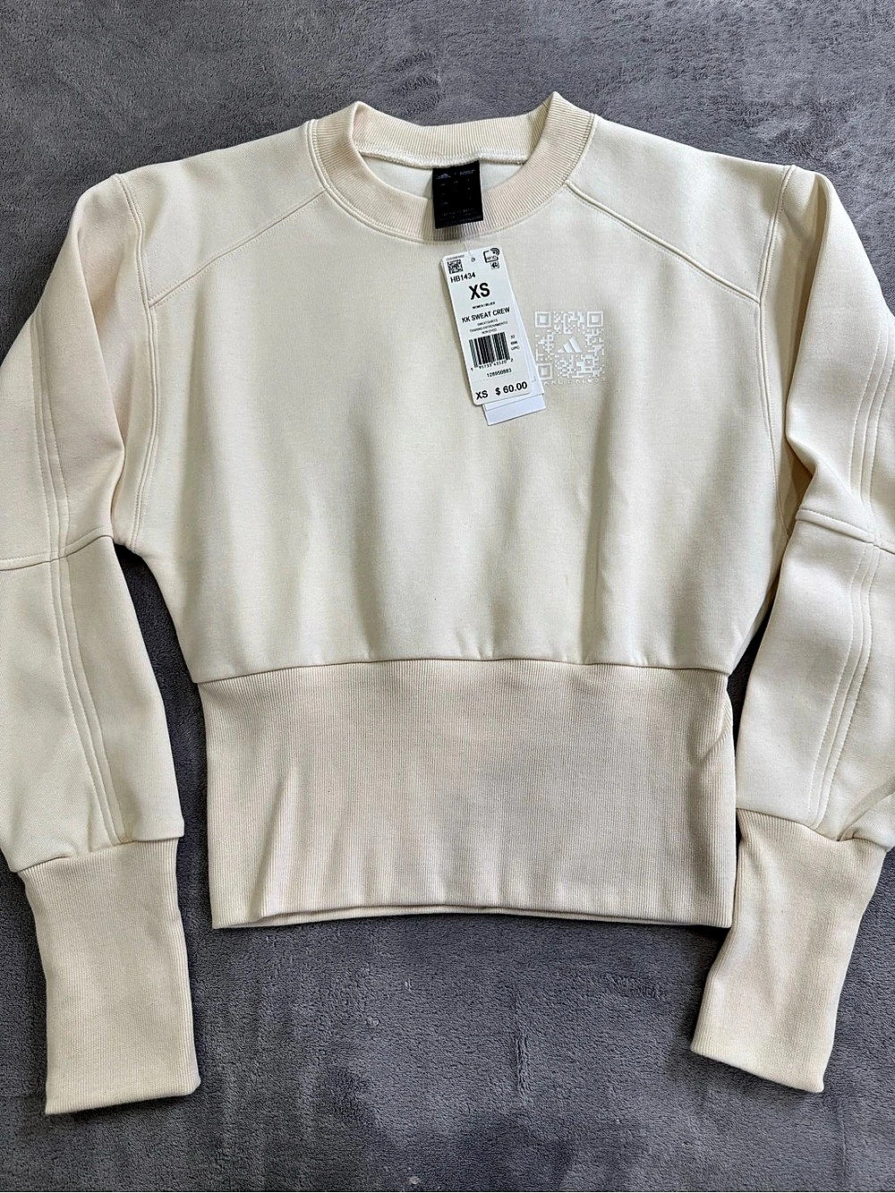 adidas Kk Sweat Crew Cropped Crewneck Sweatshirt in Cream XS